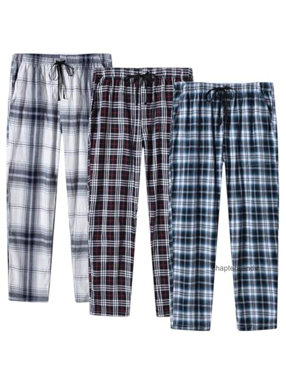 Cotton Plaid Pajama Pants Lounge Bottoms with Pockets